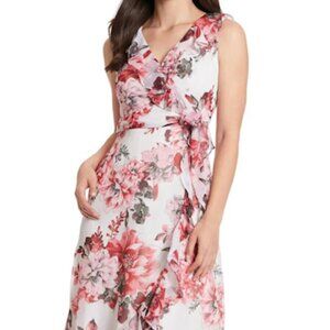 London Times Women's Floral Sleeveless Maxi Dress Side tie, Size: 14, EUC